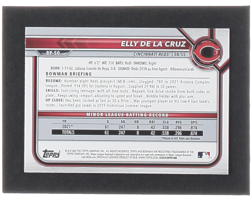 Elly De La Cruz 2022 Bowman Prospects #BP50 at PristineAuction.com Elly De La Cruz 2022 Bowman Prospects #BP50 at PristineAuction.com