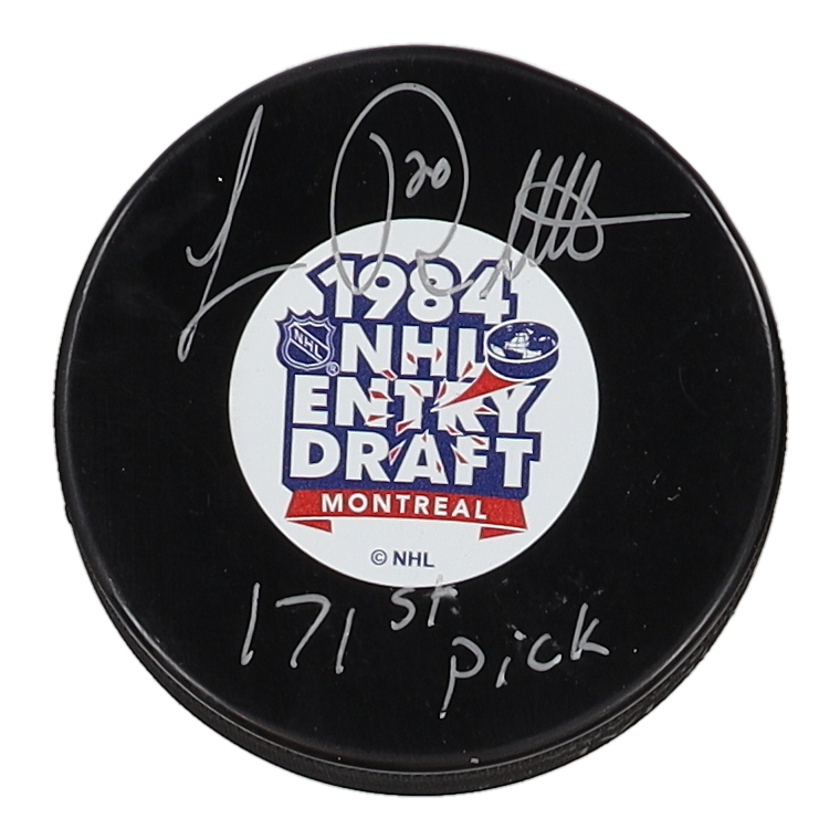 Luc Robitaille Signed 1984 NHL Entry Draft Hockey Puck Inscribed "171st Pick" (COJO) at PristineAuction.com Luc Robitaille Signed 1984 NHL Entry Draft Hockey Puck Inscribed "171st Pick" (COJO) at PristineAuction.com
