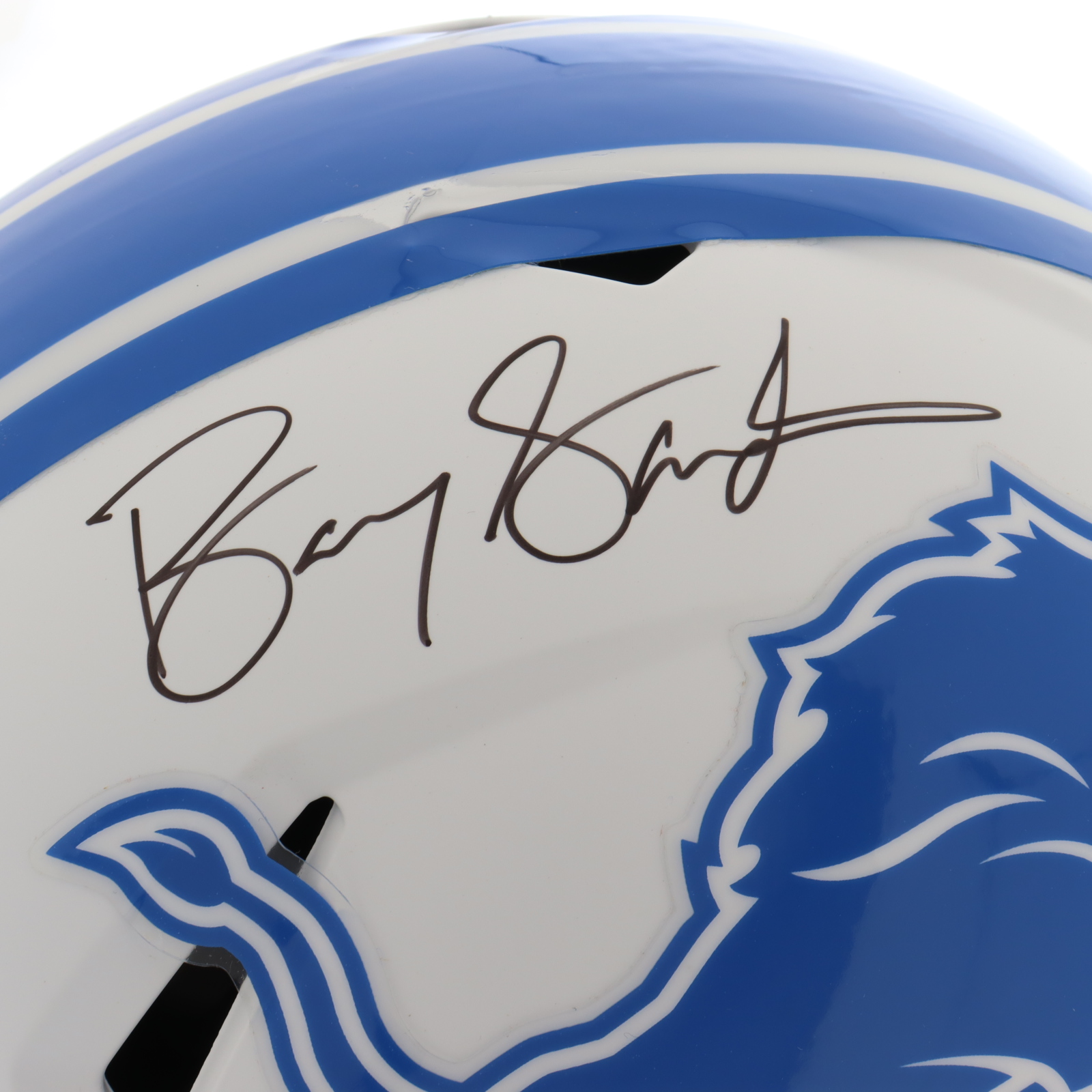 Barry Sanders Signed Lions Full-Size Speed Helmet Inscribed The Lion King" HOF 04" (PSA & Schwartz) at PristineAuction.com Barry Sanders Signed Lions Full-Size Speed Helmet Inscribed The Lion King" HOF 04" (PSA & Schwartz) at PristineAuction.com
