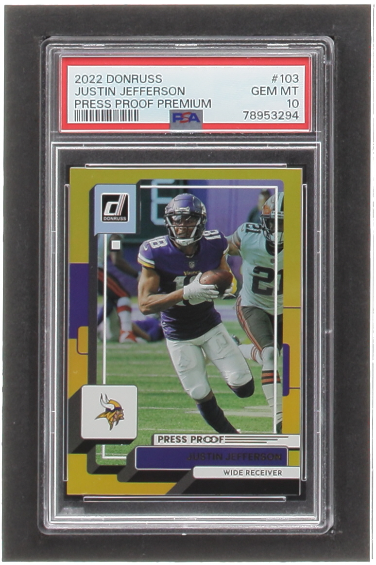 Justin Jefferson 2022 Donruss Press Proof Premium #103 (PSA 10) at PristineAuction.com Justin Jefferson 2022 Donruss Press Proof Premium #103 (PSA 10) at PristineAuction.com