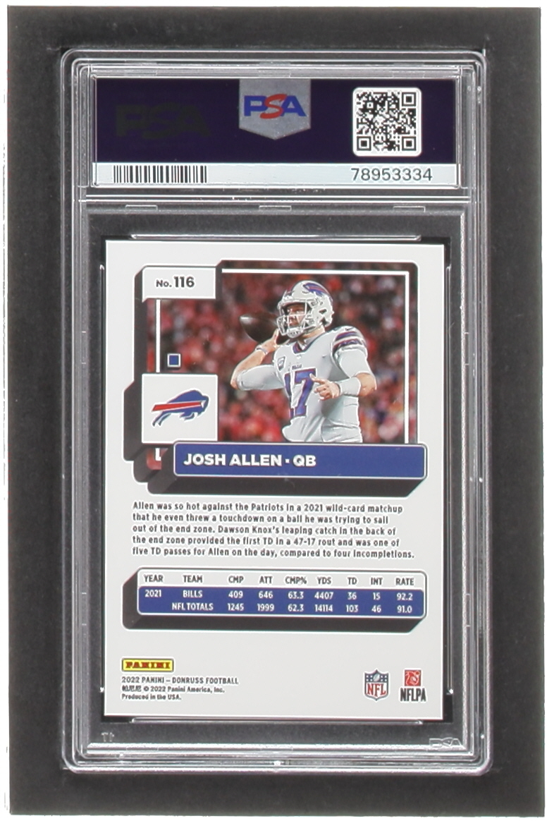 Josh Allen 2022 Donruss Press Proof Premium #116 (PSA 10) at PristineAuction.com Josh Allen 2022 Donruss Press Proof Premium #116 (PSA 10) at PristineAuction.com