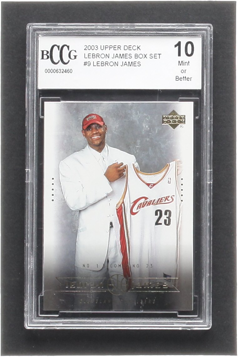 LeBron James 2003 Upper Deck LeBron James Box Set #9 RC / #1 Becomes #23 (BCCG 10) at PristineAuction.com LeBron James 2003 Upper Deck LeBron James Box Set #9 RC / #1 Becomes #23 (BCCG 10) at PristineAuction.com