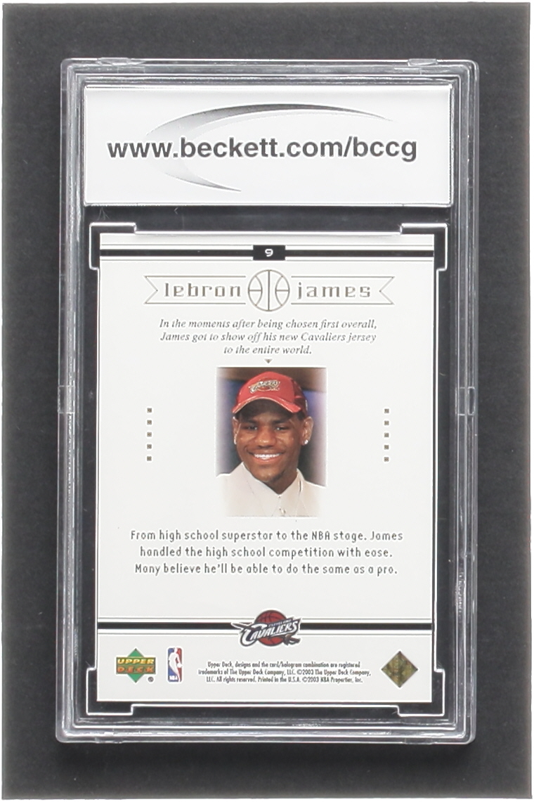 LeBron James 2003 Upper Deck LeBron James Box Set #9 RC / #1 Becomes #23 (BCCG 10) at PristineAuction.com LeBron James 2003 Upper Deck LeBron James Box Set #9 RC / #1 Becomes #23 (BCCG 10) at PristineAuction.com