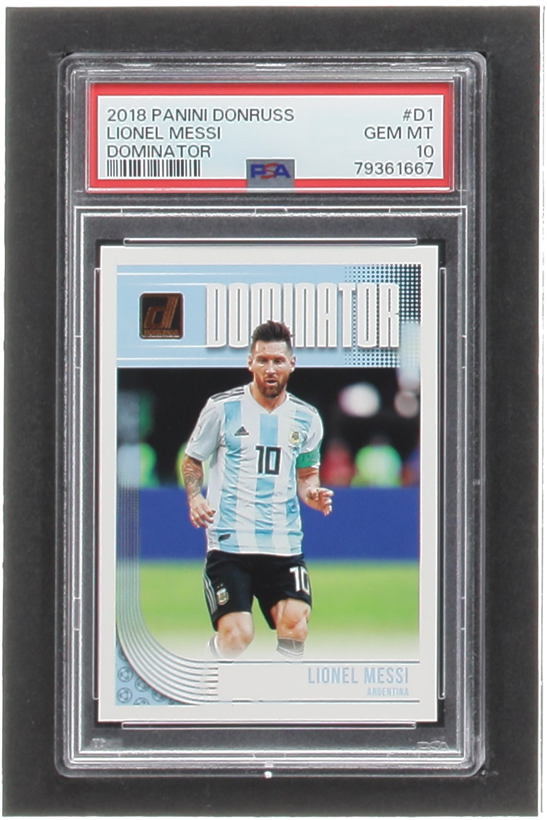 Lionel Messi 2018-19 Donruss Dominators #1 (PSA 10) at PristineAuction.com Lionel Messi 2018-19 Donruss Dominators #1 (PSA 10) at PristineAuction.com