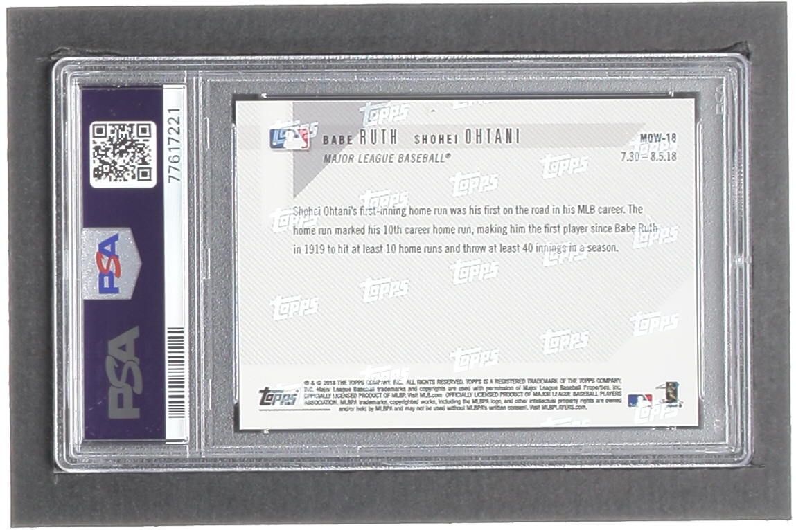 Shohei Ohtani / Babe Ruth 2018 Topps Now Moment of the Week #MOW18 (PSA 10) at PristineAuction.com Shohei Ohtani / Babe Ruth 2018 Topps Now Moment of the Week #MOW18 (PSA 10) at PristineAuction.com