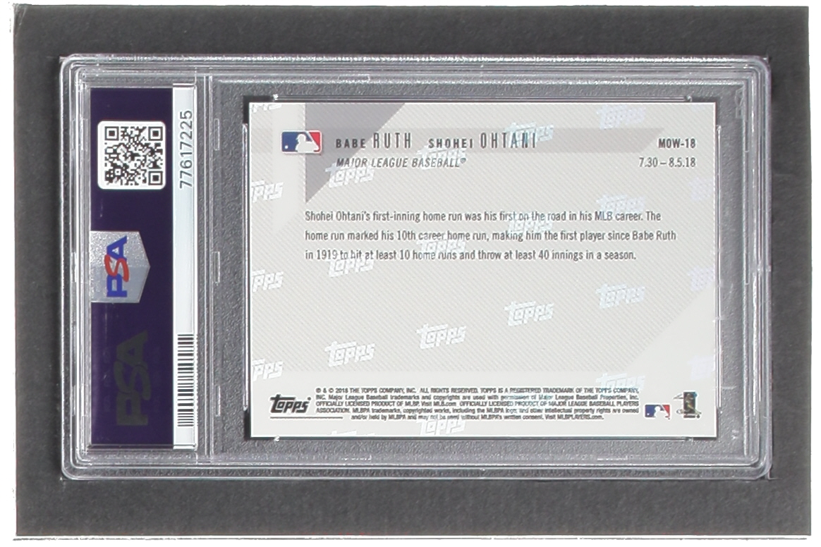Shohei Ohtani / Babe Ruth 2018 Topps Now Moment of the Week #MOW18 (PSA 10) at PristineAuction.com Shohei Ohtani / Babe Ruth 2018 Topps Now Moment of the Week #MOW18 (PSA 10) at PristineAuction.com