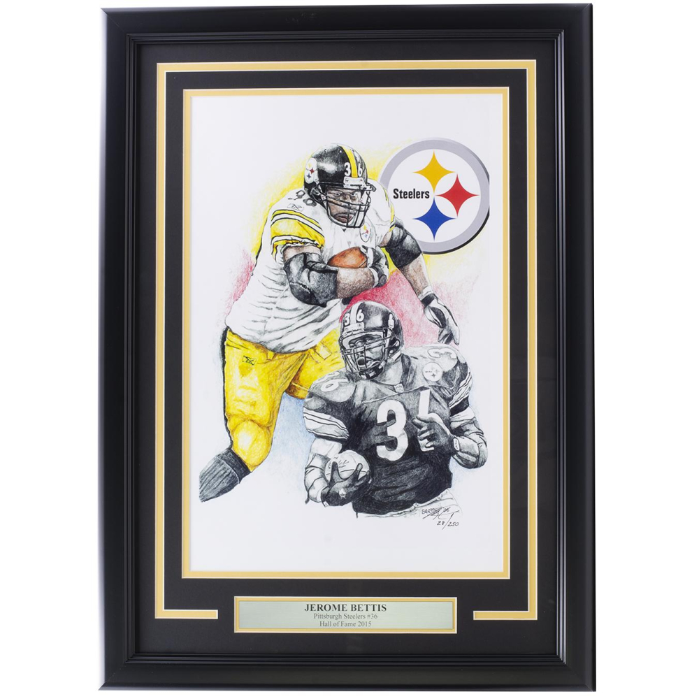 Brian Barton Signed LE "Jerome Bettis" Custom Framed Lithograph (PA