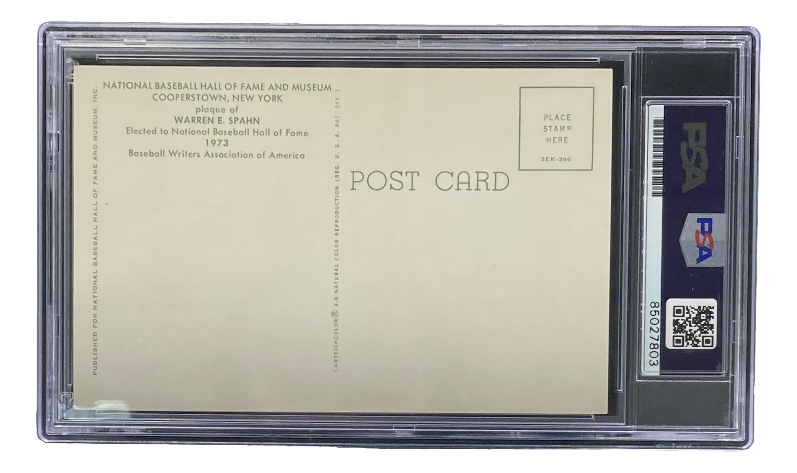 Warren Spahn Signed Hall of Fame Plaque Postcard (PSA) at PristineAuction.com Warren Spahn Signed Hall of Fame Plaque Postcard (PSA) at PristineAuction.com