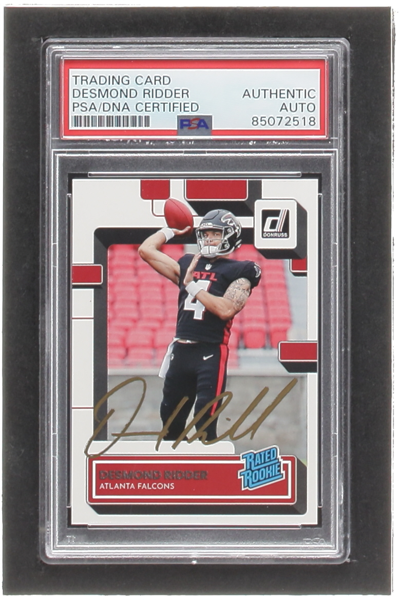 Desmond Ridder Signed 2022 Donruss #304 RR RC (PSA) at PristineAuction.com Desmond Ridder Signed 2022 Donruss #304 RR RC (PSA) at PristineAuction.com