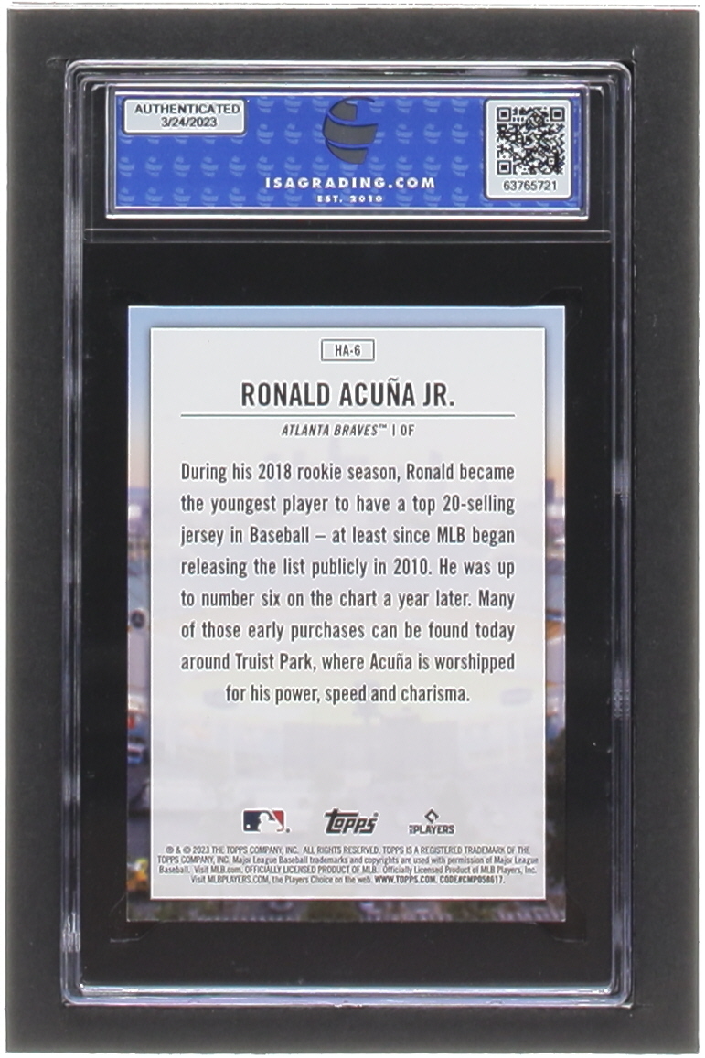 Ronald Acuna Jr. 2023 Topps Home Field Advantage #HA6 (ISA 9) at PristineAuction.com Ronald Acuna Jr. 2023 Topps Home Field Advantage #HA6 (ISA 9) at PristineAuction.com