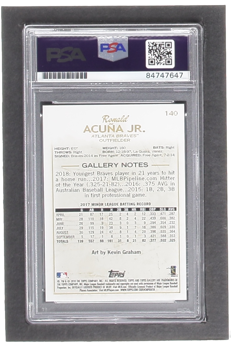 Ronald Acuna Jr. Signed 2018 Topps Gallery #140 RC (PSA | Auto 10) at PristineAuction.com Ronald Acuna Jr. Signed 2018 Topps Gallery #140 RC (PSA | Auto 10) at PristineAuction.com
