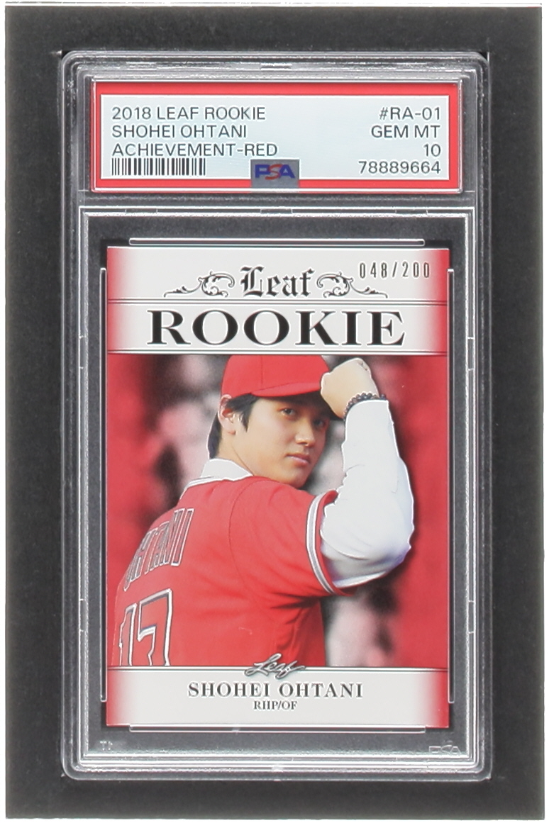 Shohei Ohtani 2018 Leaf Ohtani Rookie Achievement Red #RA01 #048/200 (PSA 10) at PristineAuction.com Shohei Ohtani 2018 Leaf Ohtani Rookie Achievement Red #RA01 #048/200 (PSA 10) at PristineAuction.com