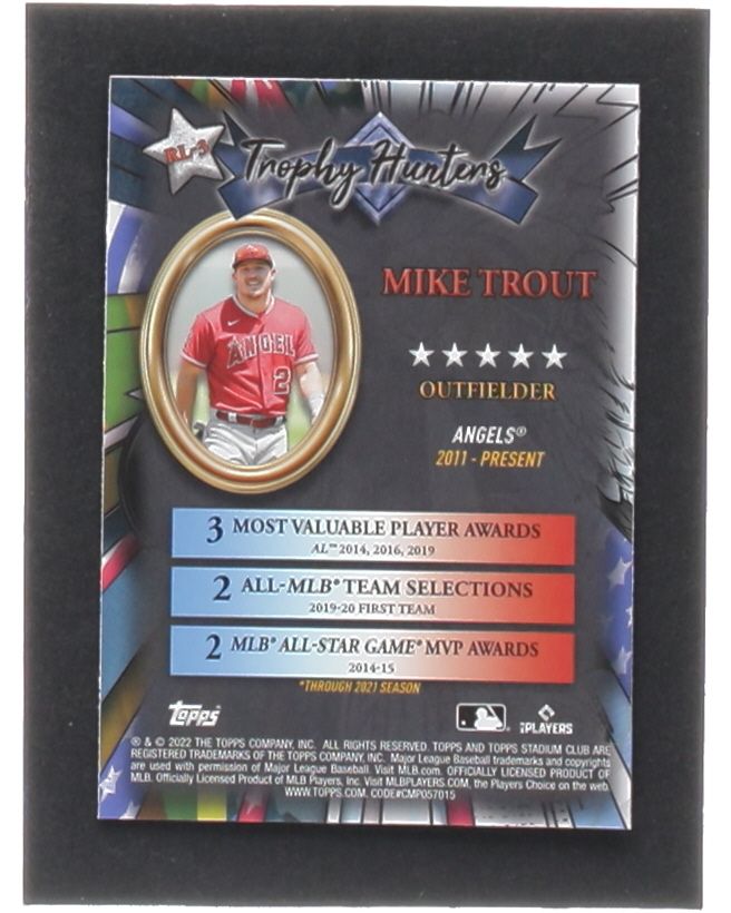 Mike Trout 2022 Stadium Club Chrome Trophy Hunters #RL3 at PristineAuction.com Mike Trout 2022 Stadium Club Chrome Trophy Hunters #RL3 at PristineAuction.com