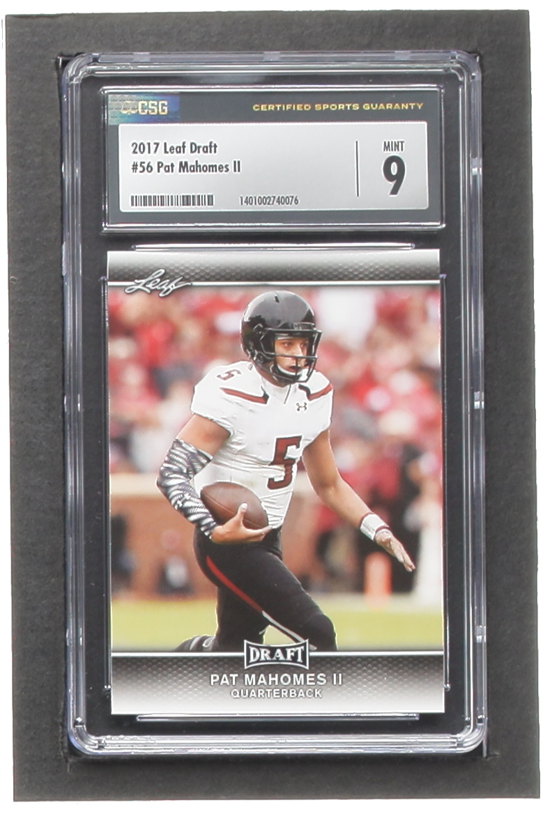 Pat Mahomes II 2017 Leaf Draft #56 RC (CGC 9) at PristineAuction.com Pat Mahomes II 2017 Leaf Draft #56 RC (CGC 9) at PristineAuction.com
