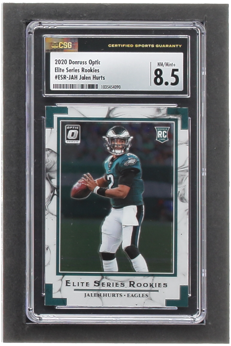 Jalen Hurts 2020 Donruss Optic Rookie Elite Series #6 RC (CSG 8.5) at PristineAuction.com Jalen Hurts 2020 Donruss Optic Rookie Elite Series #6 RC (CSG 8.5) at PristineAuction.com