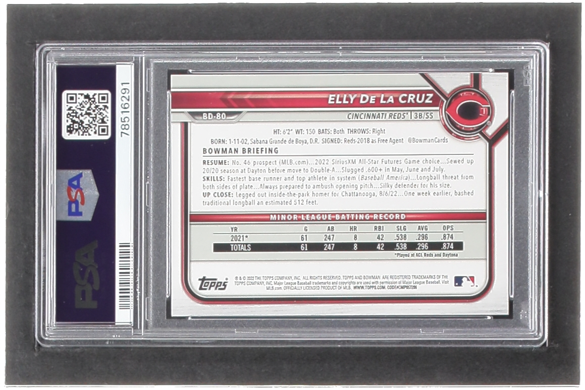 Elly De La Cruz 2022 Bowman Draft #BD80 (PSA 9) at PristineAuction.com Elly De La Cruz 2022 Bowman Draft #BD80 (PSA 9) at PristineAuction.com