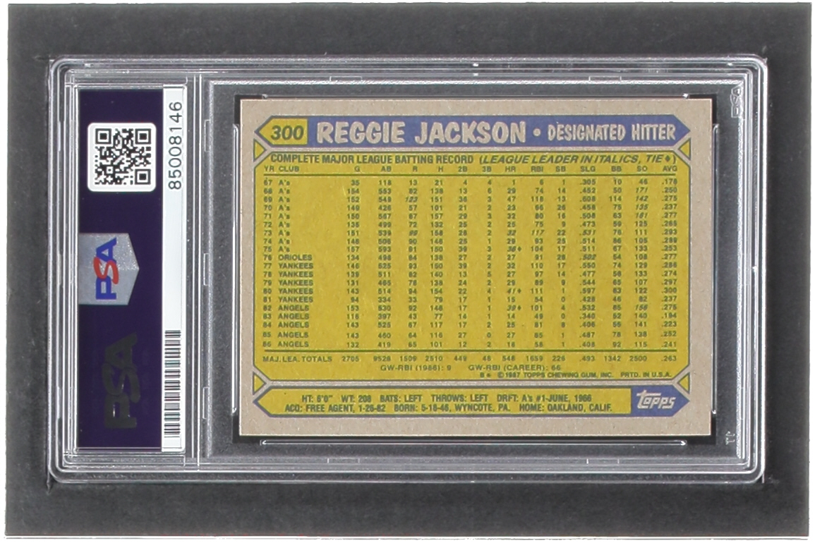 Reggie Jackson Signed 1987 Topps #300 (PSA) at PristineAuction.com Reggie Jackson Signed 1987 Topps #300 (PSA) at PristineAuction.com