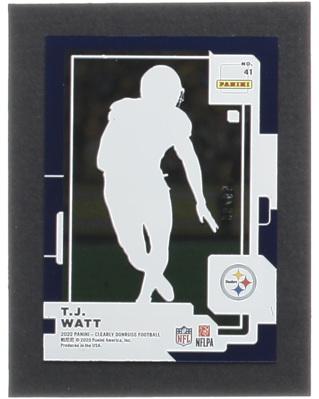 T.J. Watt 2022 Clearly Donruss Blue #41 #59/99 at PristineAuction.com T.J. Watt 2022 Clearly Donruss Blue #41 #59/99 at PristineAuction.com