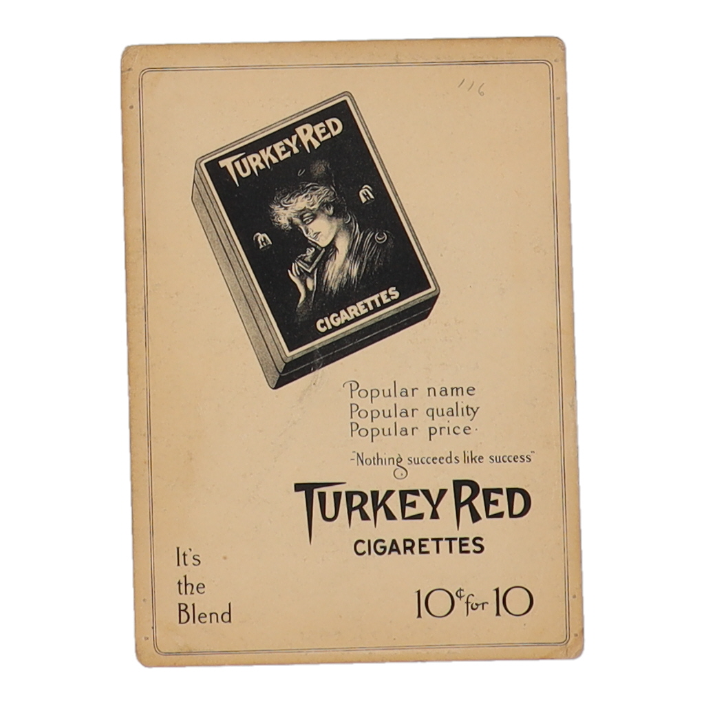 Boss Schmidt "Turkey Red Cigarettes" Advertisement 1911 Card at PristineAuction.com Boss Schmidt "Turkey Red Cigarettes" Advertisement 1911 Card at PristineAuction.com