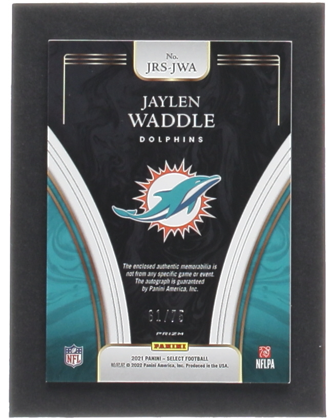Jaylen Waddle 2021 Select Jumbo Rookie Signature Swatches Prizm White #13 RC #61/75 at PristineAuction.com Jaylen Waddle 2021 Select Jumbo Rookie Signature Swatches Prizm White #13 RC #61/75 at PristineAuction.com