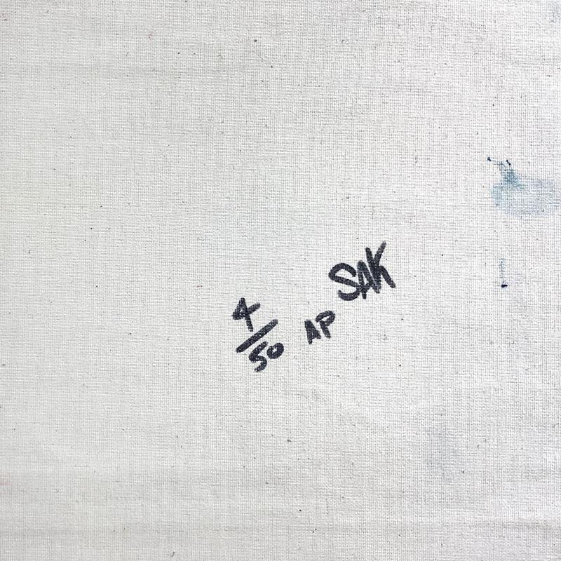 "50 Dollar Bill" LE 19x10 Hand-Painted Mixed Media on Canvas by Steve Kaufman (PA) at PristineAuction.com "50 Dollar Bill" LE 19x10 Hand-Painted Mixed Media on Canvas by Steve Kaufman (PA) at PristineAuction.com