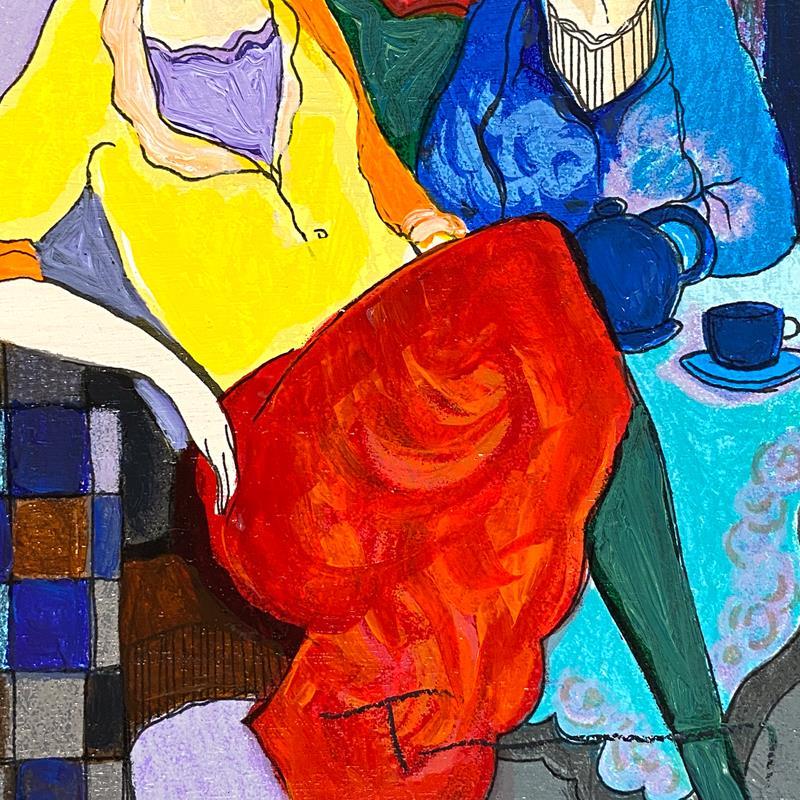 Itzchak Tarkay Signed "Sisters" 9x9 One-of-a-Kind Mixed Media over Paint on Wood (PA) at PristineAuction.com Itzchak Tarkay Signed "Sisters" 9x9 One-of-a-Kind Mixed Media over Paint on Wood (PA) at PristineAuction.com