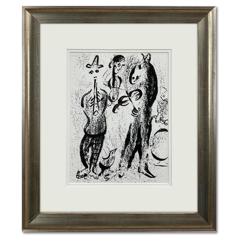 Marc Chagall "Les Saltimbanques" 17x20 Custom Framed Lithograph at PristineAuction.com Marc Chagall "Les Saltimbanques" 17x20 Custom Framed Lithograph at PristineAuction.com