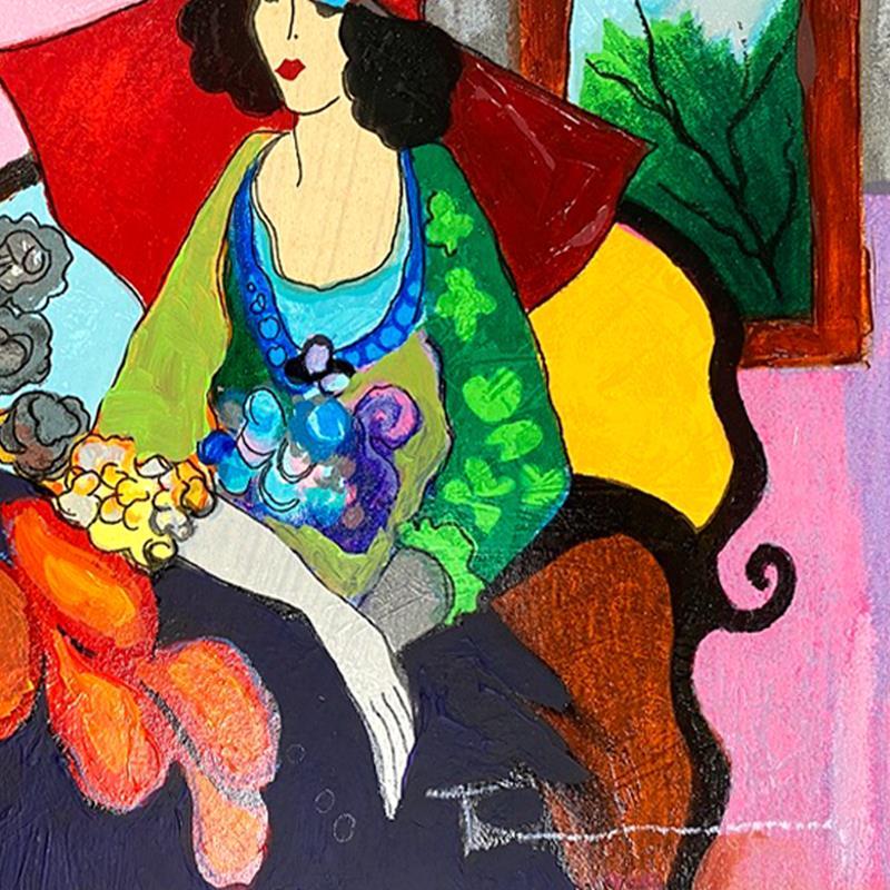 Itzchak Tarkay Signed "Red Hat" 9x12 One-of-a-Kind Mixed Media over Paint on Wood (PA) at PristineAuction.com Itzchak Tarkay Signed "Red Hat" 9x12 One-of-a-Kind Mixed Media over Paint on Wood (PA) at PristineAuction.com