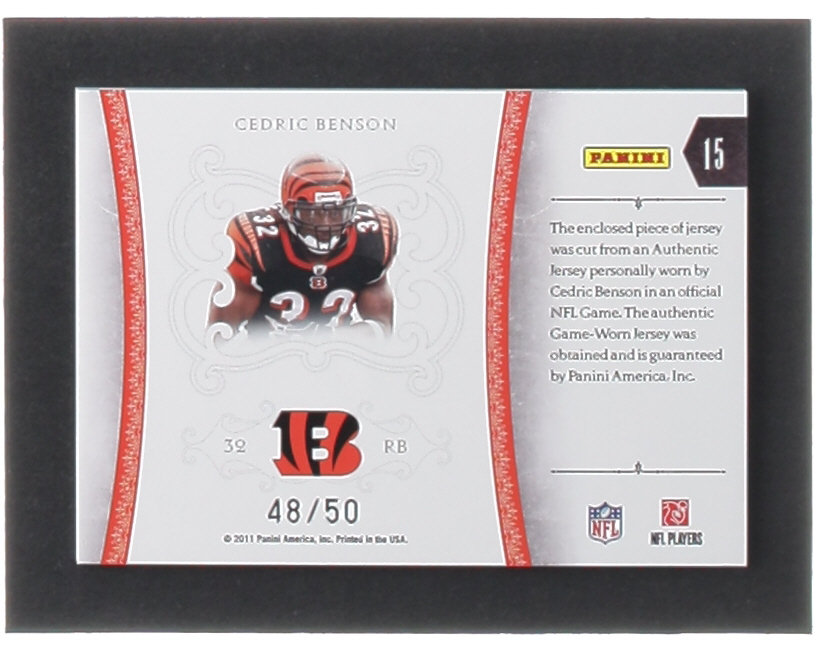 Cedric Benson 2010 Playoff National Treasures Colossal Materials #15 #48/50 at PristineAuction.com Cedric Benson 2010 Playoff National Treasures Colossal Materials #15 #48/50 at PristineAuction.com