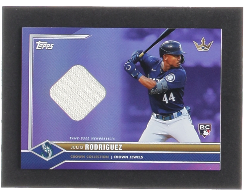 Julio Rodriguez 2022 Topps X Bobby Witt Jr. Crown Collection Crown Jewels Relics Purple #15 RC #04/25 at PristineAuction.com Julio Rodriguez 2022 Topps X Bobby Witt Jr. Crown Collection Crown Jewels Relics Purple #15 RC #04/25 at PristineAuction.com
