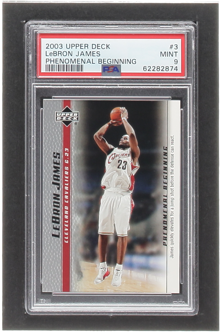 LeBron James 2003-04 Upper Deck Phenomenal Beginning LeBron James #3 RC / James Quickly Elevates (PSA 9) at PristineAuction.com LeBron James 2003-04 Upper Deck Phenomenal Beginning LeBron James #3 RC / James Quickly Elevates (PSA 9) at PristineAuction.com