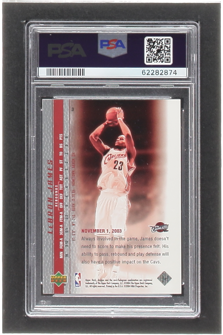 LeBron James 2003-04 Upper Deck Phenomenal Beginning LeBron James #3 RC / James Quickly Elevates (PSA 9) at PristineAuction.com LeBron James 2003-04 Upper Deck Phenomenal Beginning LeBron James #3 RC / James Quickly Elevates (PSA 9) at PristineAuction.com