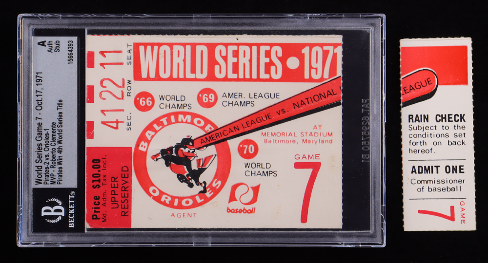 Pirates vs Orioles 1971 World Series Game 7 Ticket Stub (BGS) at PristineAuction.com Pirates vs Orioles 1971 World Series Game 7 Ticket Stub (BGS) at PristineAuction.com