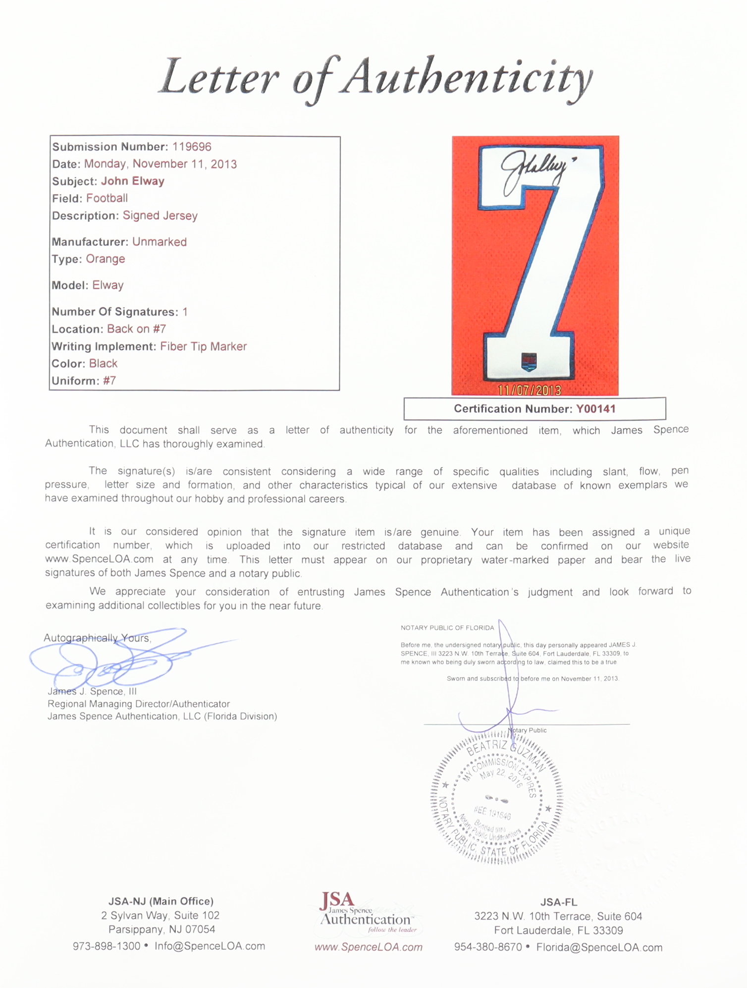 John Elway Signed Jersey (JSA) at PristineAuction.com John Elway Signed Jersey (JSA) at PristineAuction.com