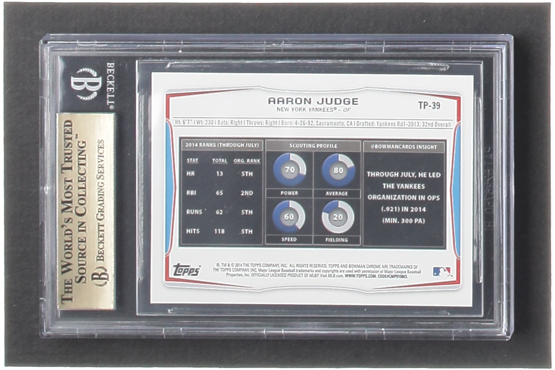 Aaron Judge 2014 Bowman Draft Top Prospects #TP39 RC (BGS 9.5) at PristineAuction.com Aaron Judge 2014 Bowman Draft Top Prospects #TP39 RC (BGS 9.5) at PristineAuction.com