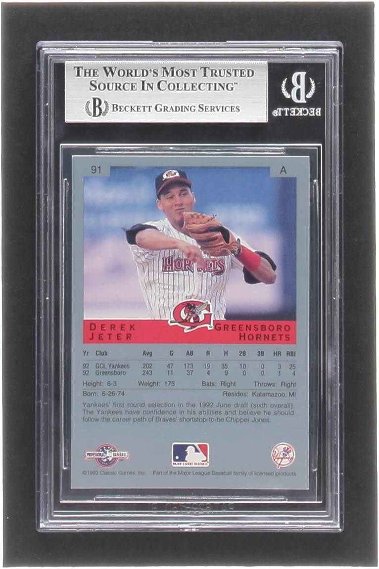 Derek Jeter 1993 Classic/Best #91 RC (BGS 9) at PristineAuction.com Derek Jeter 1993 Classic/Best #91 RC (BGS 9) at PristineAuction.com