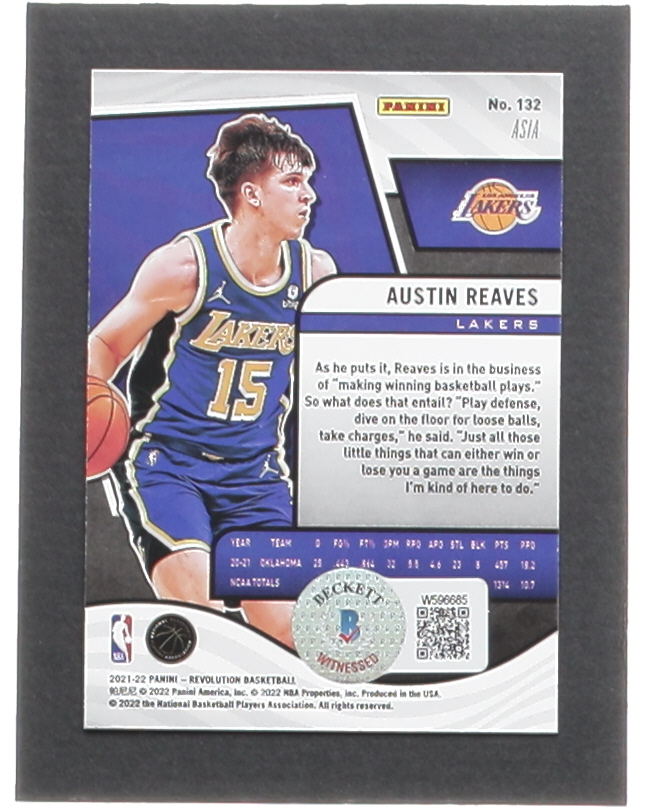 Austin Reaves Signed 2021-22 Panini Revolution Asia Red #132 RC (Beckett) at PristineAuction.com Austin Reaves Signed 2021-22 Panini Revolution Asia Red #132 RC (Beckett) at PristineAuction.com