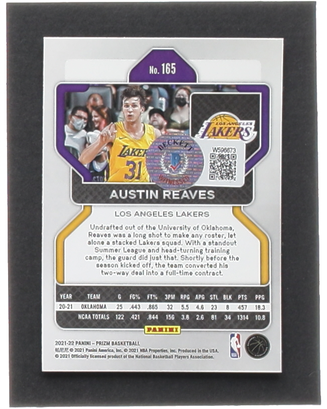 Austin Reaves Signed 2021-22 Panini Prizm #165 RC (Beckett) at PristineAuction.com Austin Reaves Signed 2021-22 Panini Prizm #165 RC (Beckett) at PristineAuction.com