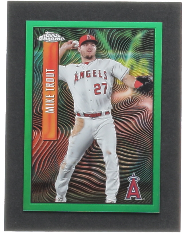 Mike Trout 2022 Topps Chrome Sonic Expose Green Refractors #EX10 #33/99 at PristineAuction.com Mike Trout 2022 Topps Chrome Sonic Expose Green Refractors #EX10 #33/99 at PristineAuction.com