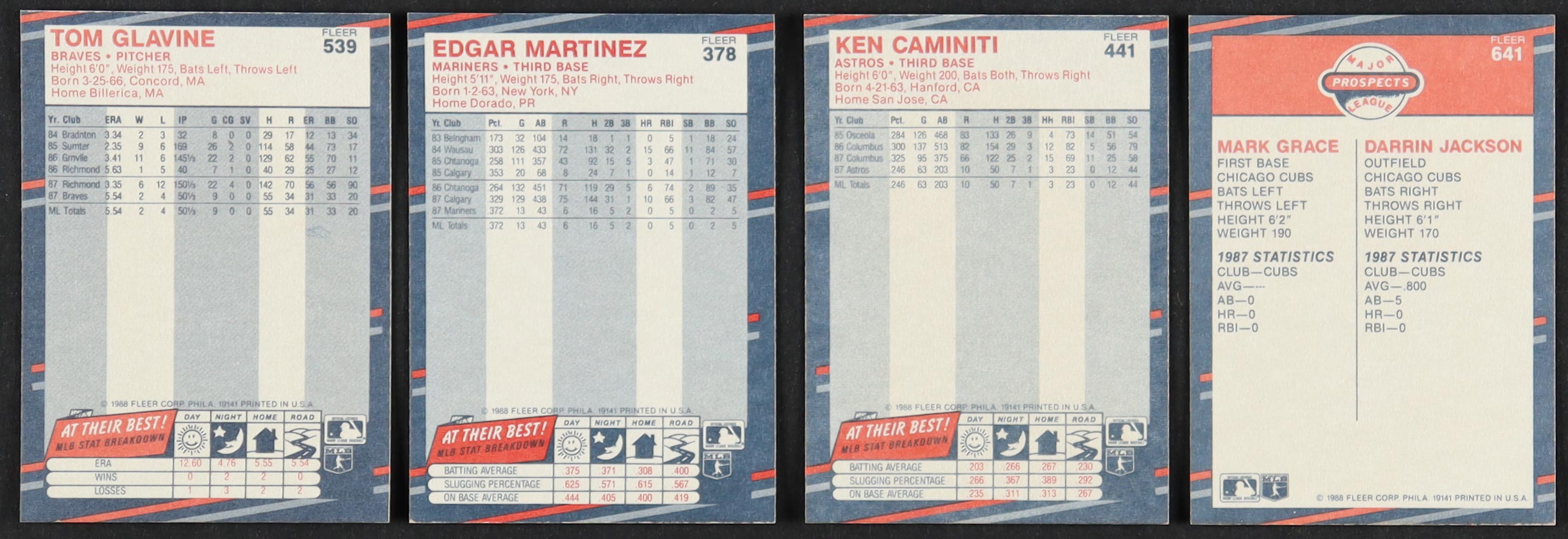 1988 Fleer Baseball Complete Set of (660) Cards with Edgar Martinez #378 RC, Ken Caminiti #441 RC, Tom Glavine #539 RC, Mark Grace RC at PristineAuction.com 1988 Fleer Baseball Complete Set of (660) Cards with Edgar Martinez #378 RC, Ken Caminiti #441 RC, Tom Glavine #539 RC, Mark Grace RC at PristineAuction.com
