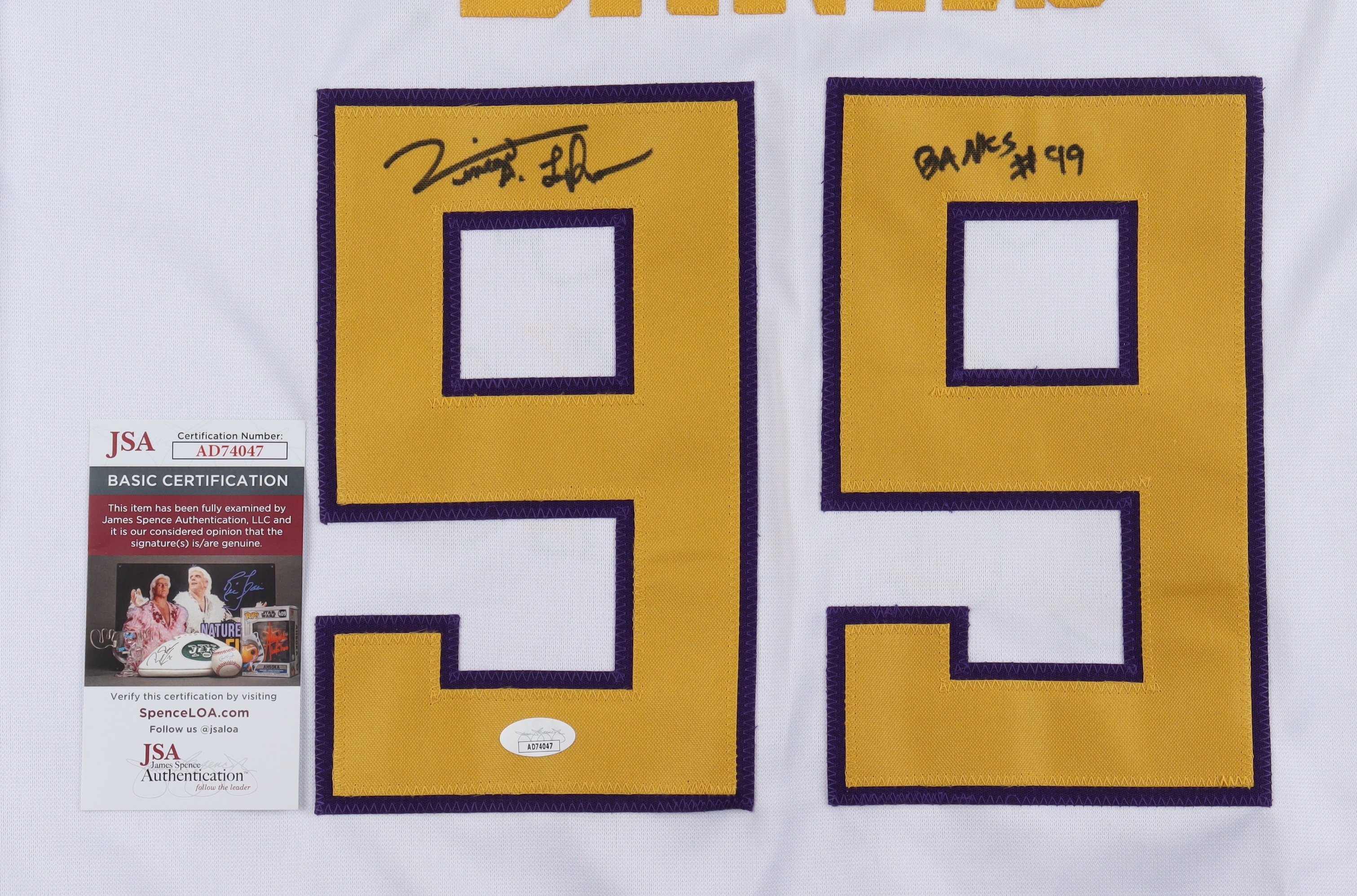 Vincent Larusso Signed "The Mighty Ducks" Jersey Inscribed "Banks #99" (JSA) at PristineAuction.com Vincent Larusso Signed "The Mighty Ducks" Jersey Inscribed "Banks #99" (JSA) at PristineAuction.com