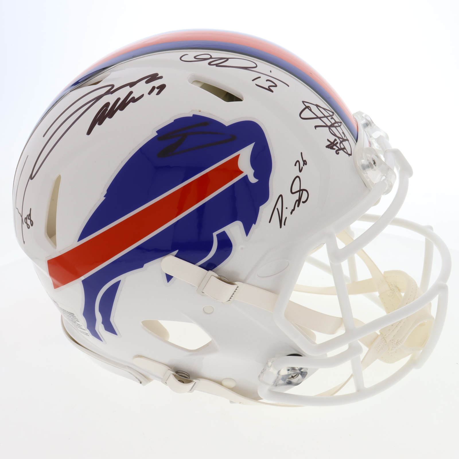 2022 Bills Full-Size Authentic Speed Helmet Team-Signed By (6) With Josh Allen, Stefon Diggs, Dawson Knox, Gabe Davis, & Devin Singletary (Beckett) at PristineAuction.com 2022 Bills Full-Size Authentic Speed Helmet Team-Signed By (6) With Josh Allen, Stefon Diggs, Dawson Knox, Gabe Davis, & Devin Singletary (Beckett) at PristineAuction.com