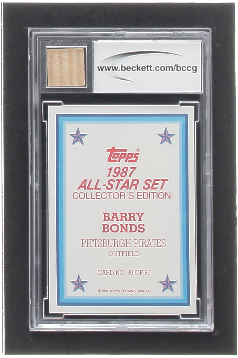 Barry Bonds 1987 Topps Glossy Send-Ins #30 RC with Game-Used Bat Piece (BCCG 10) at PristineAuction.com Barry Bonds 1987 Topps Glossy Send-Ins #30 RC with Game-Used Bat Piece (BCCG 10) at PristineAuction.com