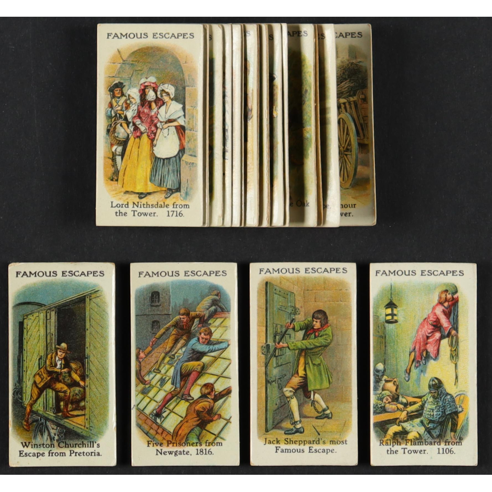 1926 Carreras Famous Escapes Complete Set Of 25 Cigarette Cards With 1926-carreras-famous-escapes-complete-set-of-25-cigarette-cards-with