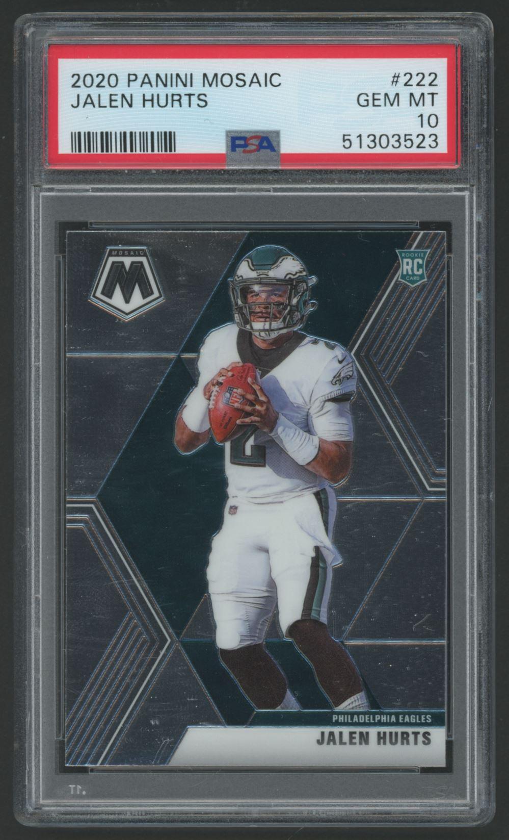Jalen Hurts 2020 Panini Mosaic #222 RC (PSA 10) at PristineAuction.com Jalen Hurts 2020 Panini Mosaic #222 RC (PSA 10) at PristineAuction.com