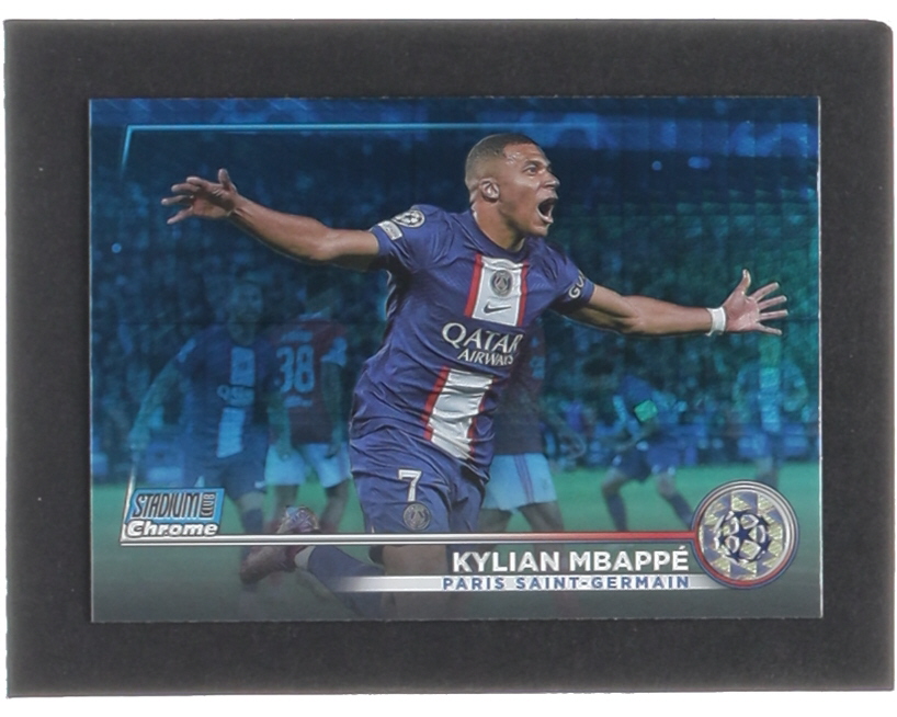 Kylian Mbappe 2022-23 Stadium Club Chrome UEFA Blue Prism Refractors #2 at PristineAuction.com Kylian Mbappe 2022-23 Stadium Club Chrome UEFA Blue Prism Refractors #2 at PristineAuction.com