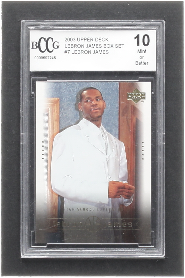 LeBron James 2003 Upper Deck LeBron James Box Set #7 RC / High School Superstar (BCCG 10) at PristineAuction.com LeBron James 2003 Upper Deck LeBron James Box Set #7 RC / High School Superstar (BCCG 10) at PristineAuction.com
