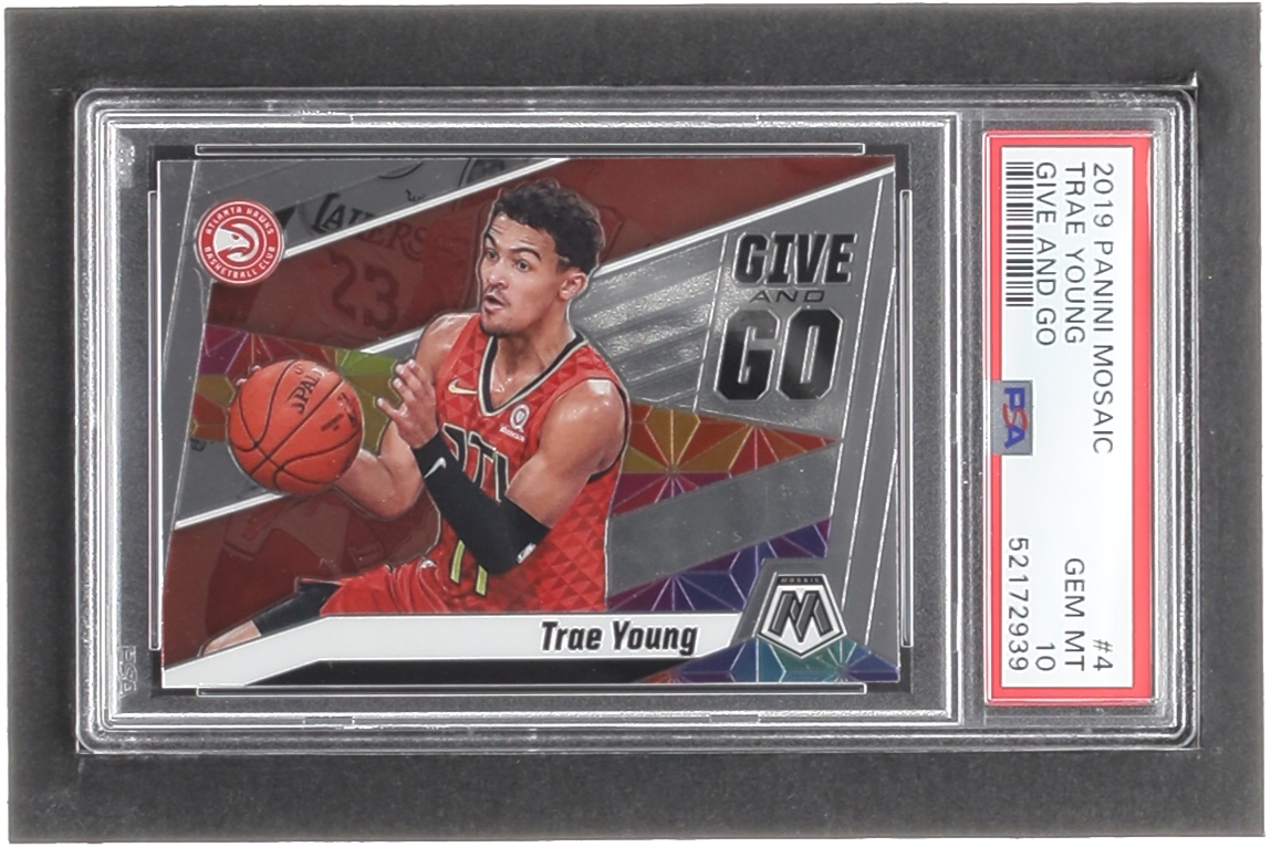 Trae Young 2019-20 Panini Mosaic Give and Go #4 (PSA 10) at PristineAuction.com Trae Young 2019-20 Panini Mosaic Give and Go #4 (PSA 10) at PristineAuction.com