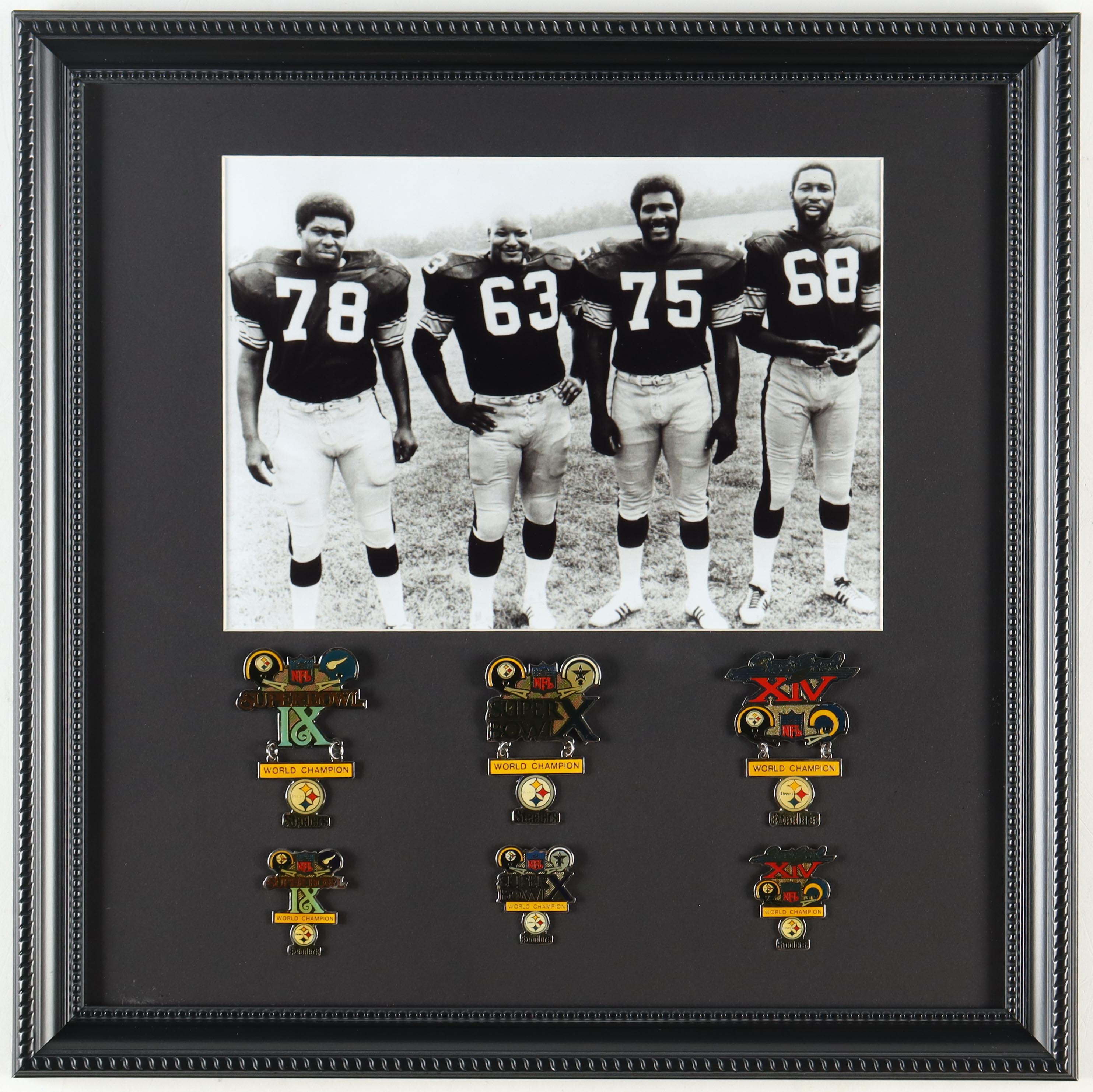 "The Steel Curtain" Steelers Custom Framed Photo Display with (6) Official Super Bowl Championship Pins at PristineAuction.com "The Steel Curtain" Steelers Custom Framed Photo Display with (6) Official Super Bowl Championship Pins at PristineAuction.com