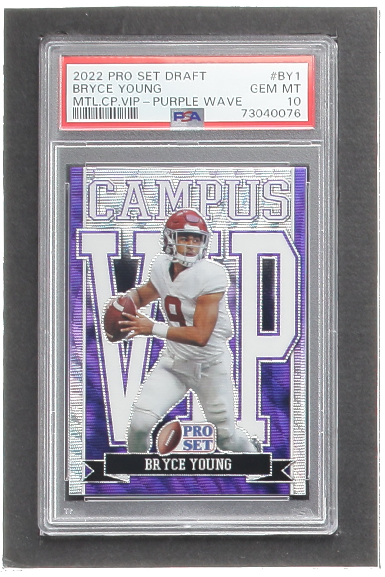 Bryce Young 2022 Leaf Pro Set Metal Draft Prospects Campus VIP Wave Purple #VIPBY1 RC (PSA 10) at PristineAuction.com Bryce Young 2022 Leaf Pro Set Metal Draft Prospects Campus VIP Wave Purple #VIPBY1 RC (PSA 10) at PristineAuction.com